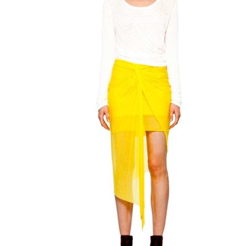 Helmut Lang draped asymmetrical Yellow Maxi Skirt